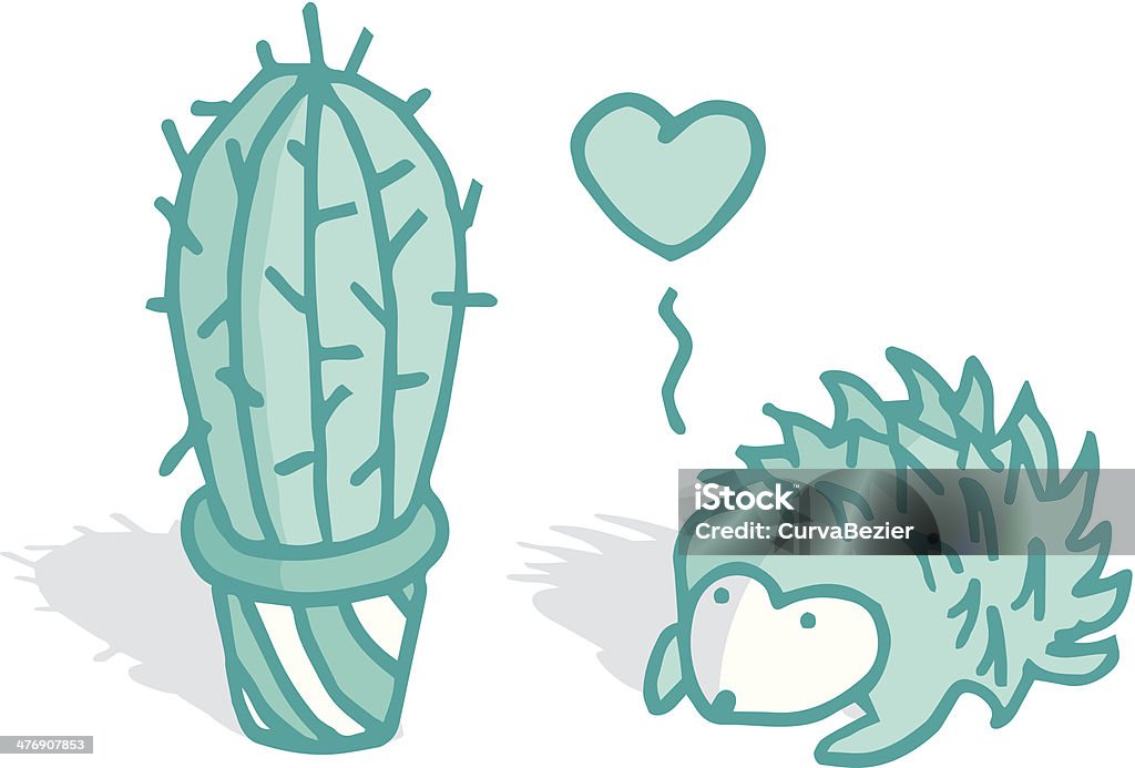 Real love is blind Cute hedgehog in love with a cactus Cute stock vector