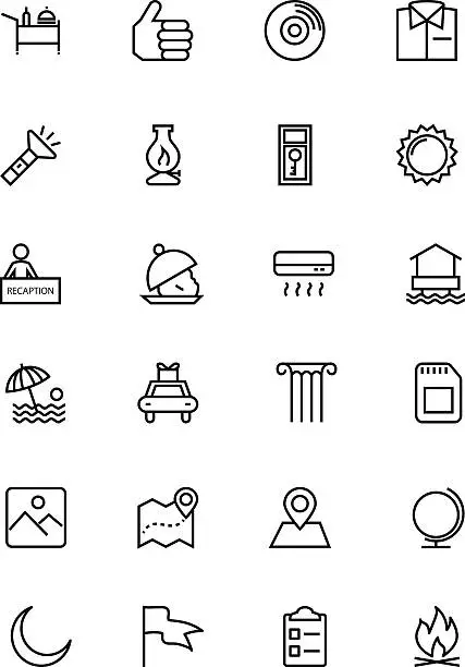 Vector illustration of Hotel and Restaurant Line Icons 10