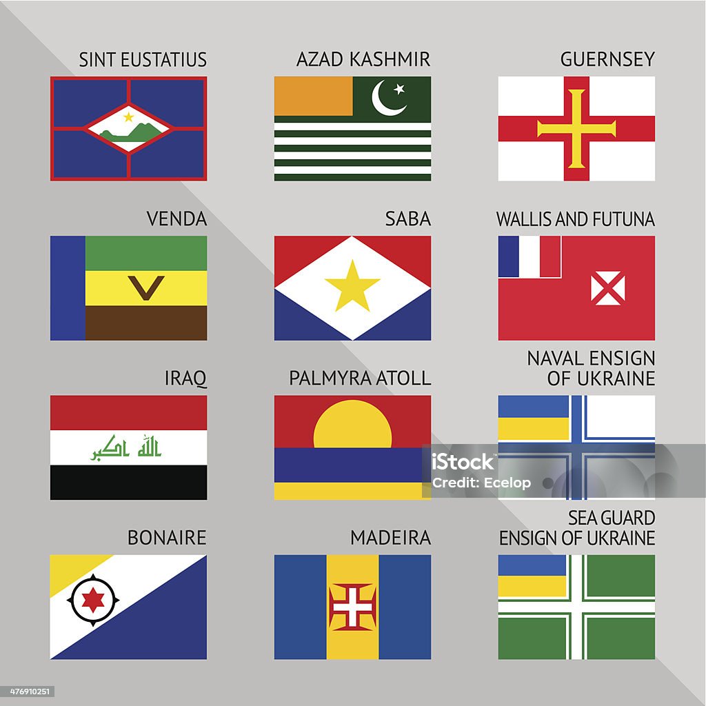 Flagi świata, płaskie.  Ustaw Numer 17 - Grafika wektorowa royalty-free (Atol Palmyra)