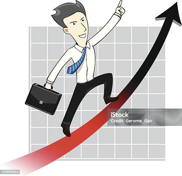 Homem De Negócios Uptrend Seta Mulher - Arte vetorial de stock e mais imagens de Adulto - Adulto, Autoconfiança, Banda desenhada - Produto Artístico