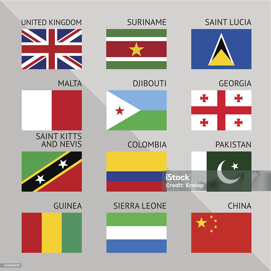 Flagi świata, płaskie.  Ustaw numer 07 - Grafika wektorowa royalty-free (Autorytet)