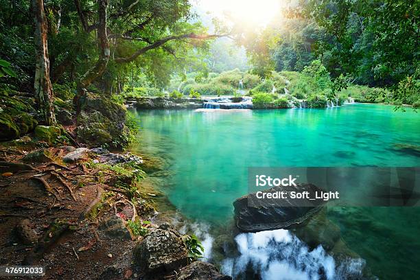 Cascades National Park In Guatemala Semuc Champey At Sunset Stock Photo - Download Image Now
