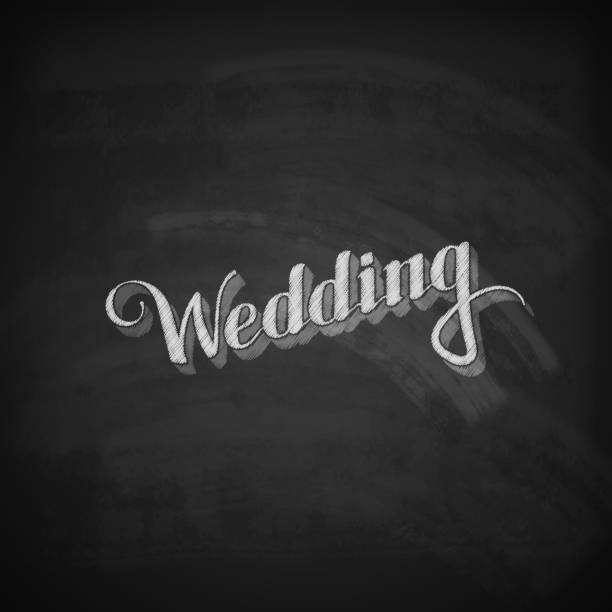 istock vector chalk illustration of handwritten Wedding retro label 476914494
