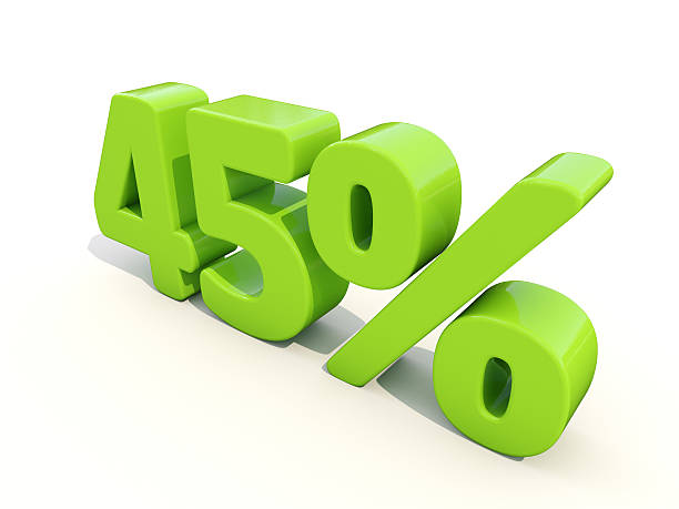 istock 45% percentage rate icon on a white background 476916703