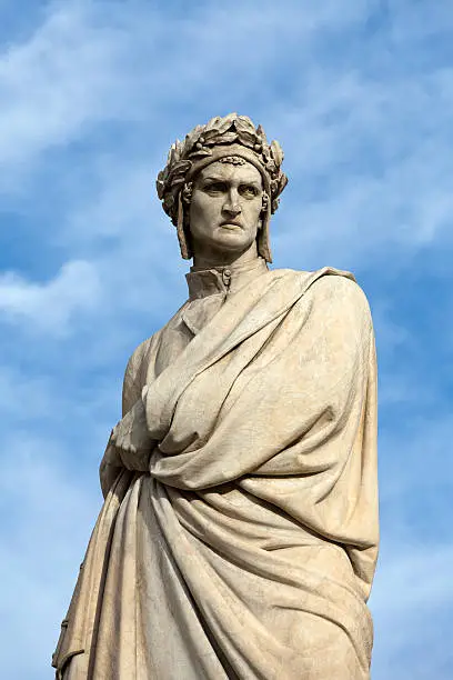 The famous poet Dante Alighieri. Piazza Santa Croce in Florence, Italy