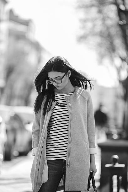 istock Beautiful model walks in europian city. 476917426