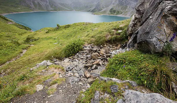 Nice artificial lake in the Vorarlberg Alps 