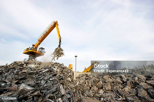 Scrap Metal Recycling Plant And Crane Stock Photo - Download Image Now - Recycling, Scrap Metal, Steel