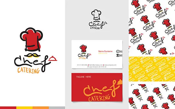 Vector illustration of Vector : Restaurant and Catering Logo with business name card