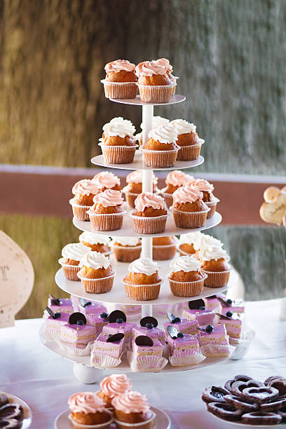 istock Cupcakes tower at the banquet table 476928586