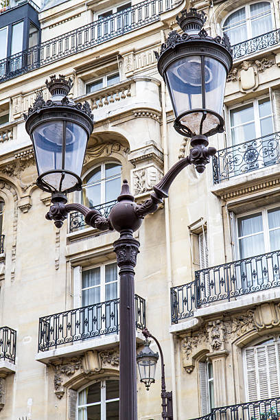 istock Metallic retro lamppost in Paris, France 476929171