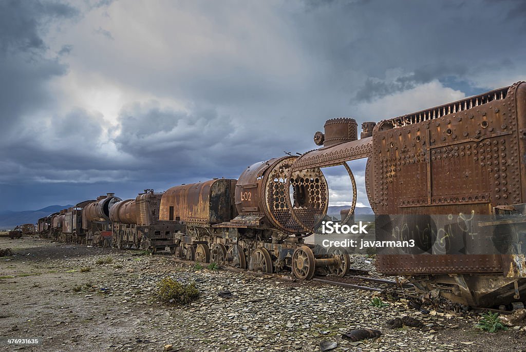 Train cemetery, Uyuni, Bolivia Abandoned Stock Photo