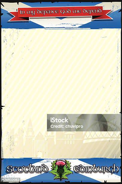 Scotland Vertical Grunge Background With National Landmarks Stock Illustration - Download Image Now