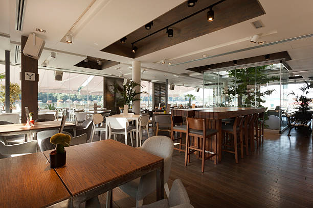 istock Interior of an elegant riverside cafe 476932540