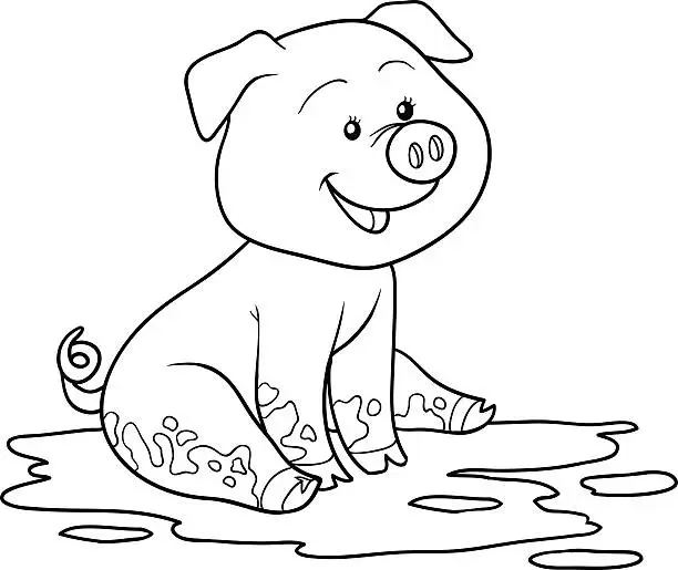 Vector illustration of Coloring book (pig)