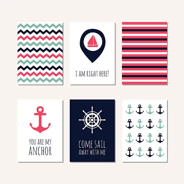 Vector illustration of set of navy theme cards