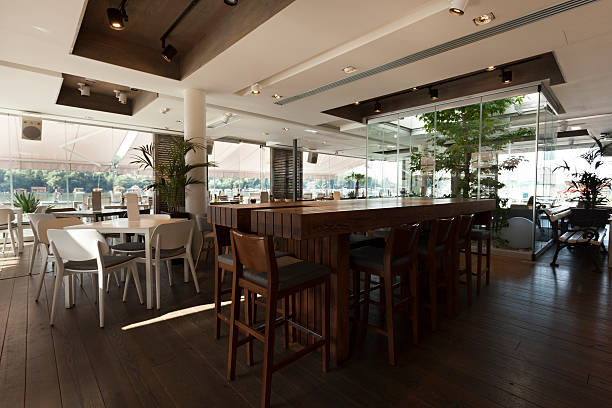 istock Interior of an elegant riverside cafe 476938826