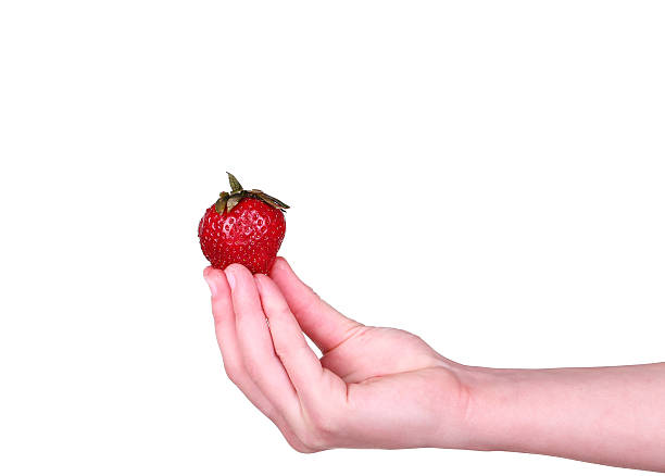 istock Female hand holding a strawberry 476939490