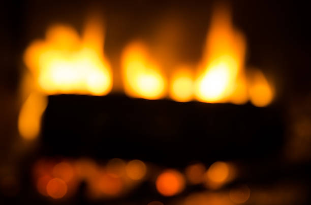 istock Picture of abstract fireplace with blurred flames and log 476940609