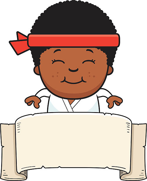 ilustrações, clipart, desenhos animados e ícones de crianças dos desenhos animados karate banner - martial arts child judo computer graphic