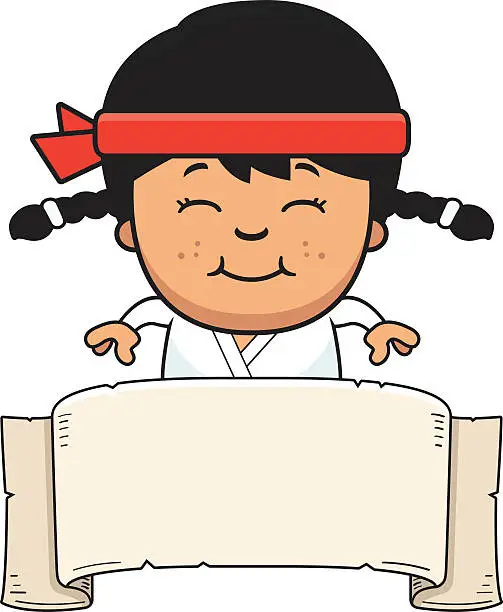 Vector illustration of Cartoon Karate Kid Banner
