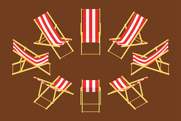 isometric deck chair - isometric sea coastline beach stock-grafiken, -clipart, -cartoons und -symbole