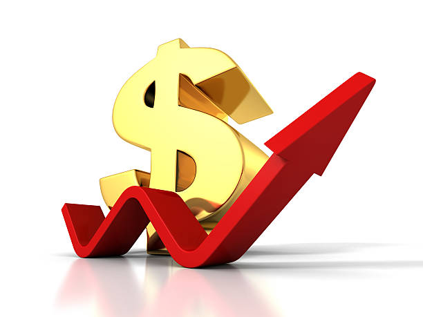 istock Big Dollar Currency Symbol With Rising Up Growing Arrow 476942382
