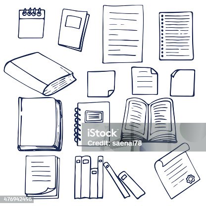 istock Hand drawn book, documents, notebook and sheets of paper 476942496