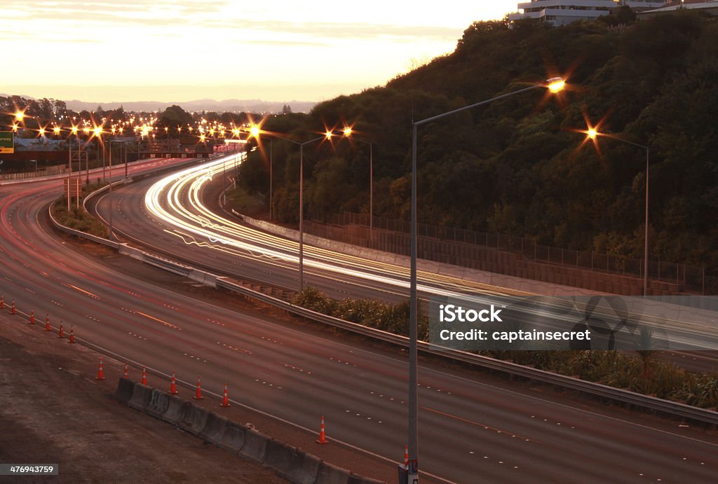 Estrada ao pôr do sol - Foto de stock de Nova Zelândia royalty-free