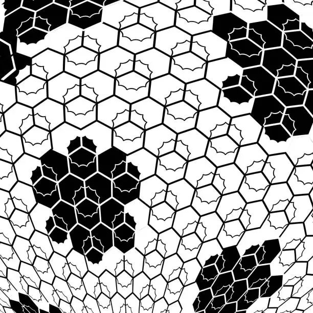 Vector illustration of abstract black and white hexagon pattern background