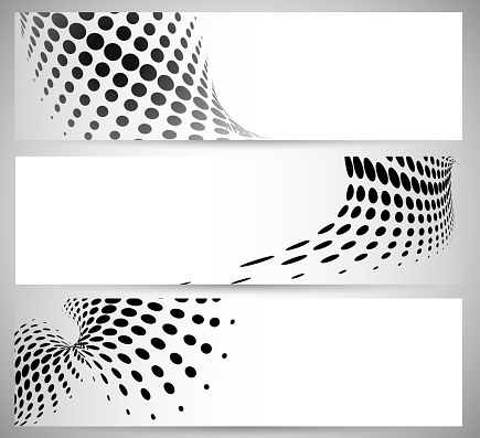 abstract black and white polka dot pattern banner background.(ai eps10 with transparency effect)
