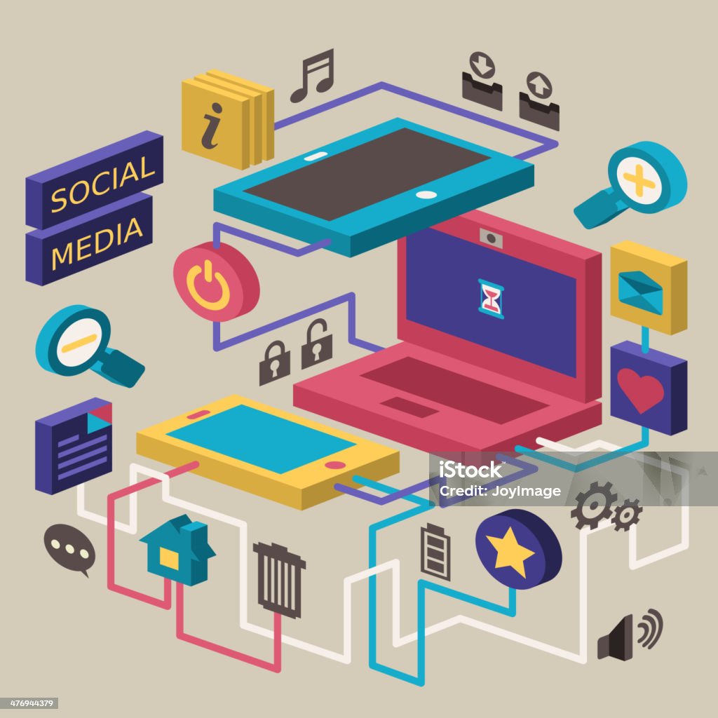 flat design concept of social media flat design style concept of social media Abstract stock vector