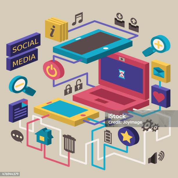 Flat Design Concept Of Social Media Stock Illustration - Download Image Now - Abstract, Advertisement, Blogging