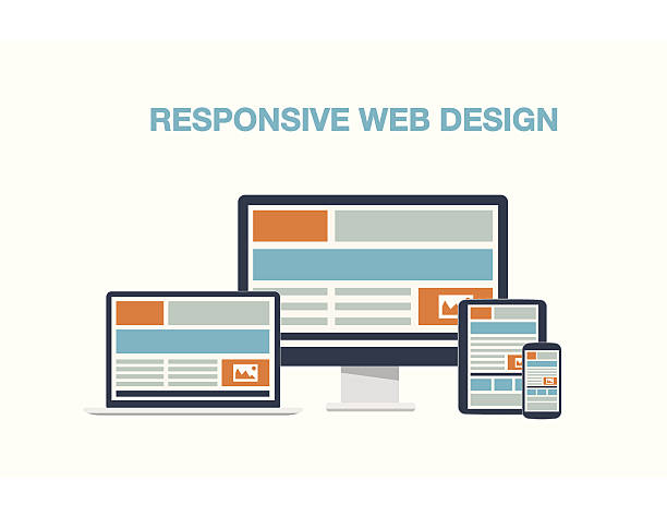Fully responsive web design flat computer icons vector illustration vector art illustration