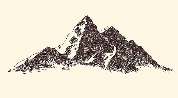 mountains contours engraving vector hand draw - i̇skoçya illüstrasyonlar stock illustrations