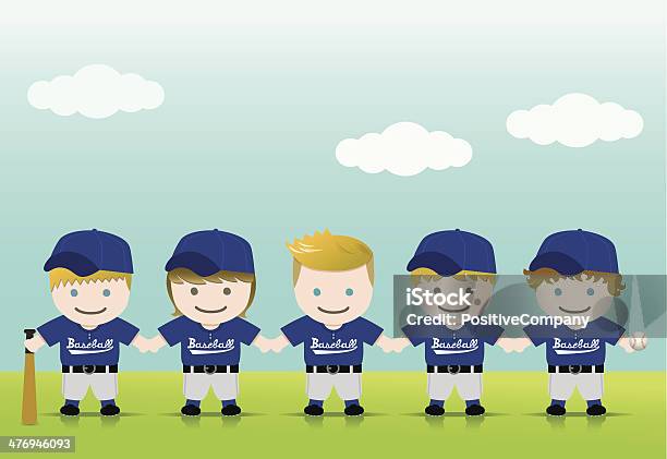 Ilustración de Boys Rubia Marrón Equipo De Béisbol y más Vectores Libres de Derechos de Adolescente - Adolescente, Agarrados de la mano, Amistad