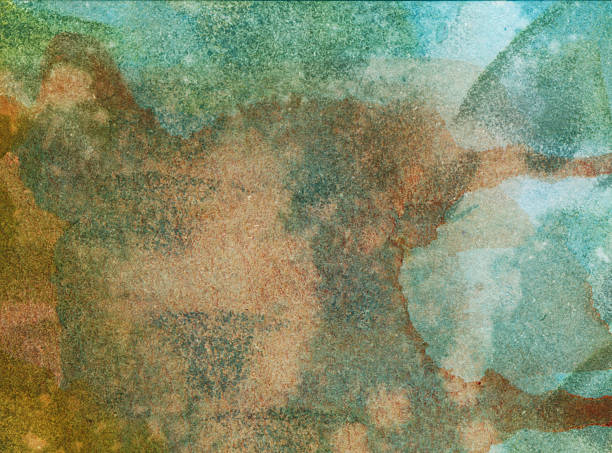 istock Hand painted watercolor background with blues and browns 476948382