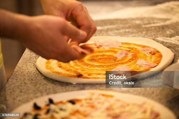 Making Pizza Stock Photo - Download Image Now - 2015, Adult, Baked Pastry Item