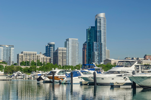 Wide angle view of Embarcadero, San Diego, California