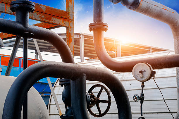 istock heating system. Pipelines, water pump, valves, manometers. 476957664