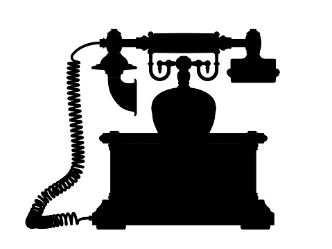 Illustration of a retro phone. Silhouette of retro telephone