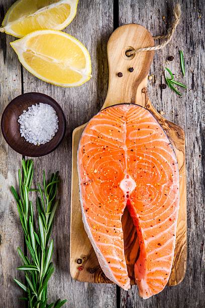 istock fresh raw salmon steak with salt, lemon, and rasemary 476968086