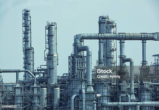 Gas And Oil Processing Factory Stock Photo - Download Image Now - 2015, Business, Chemical Plant