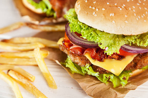 istock Delicious hamburger and fries 476968726