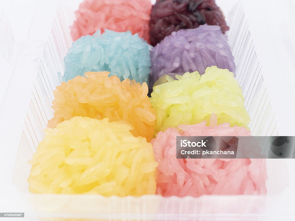 Sticky Rice Colorful Sticky Rice in transparent plastic packaging Asia Stock Photo