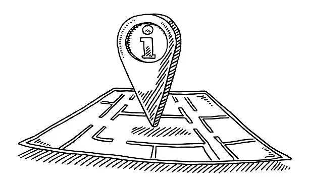 Vector illustration of Information Point On Floor Plan Drawing