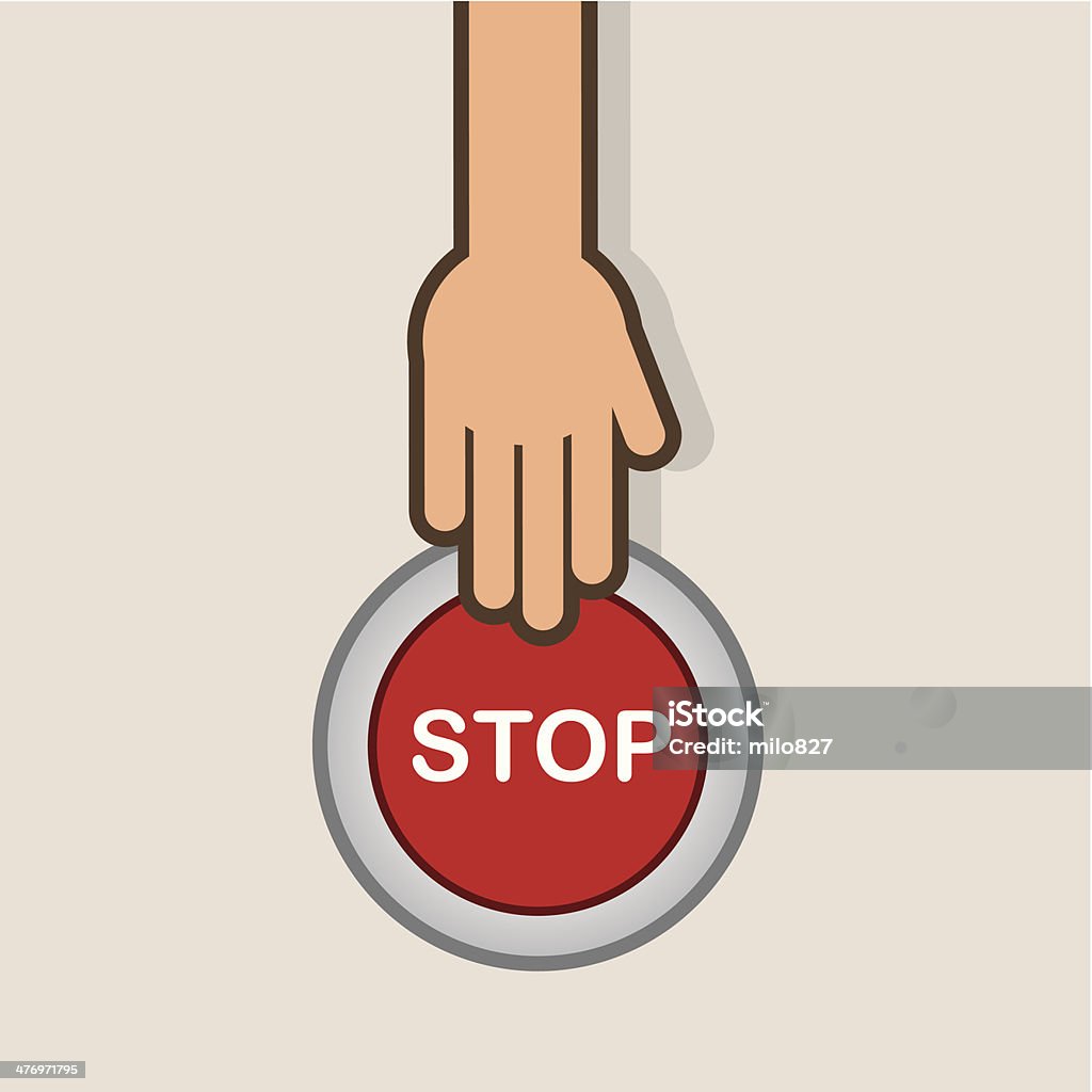 Stop Hand Button Stop Button Hand Stock Illustration - Download Image Now - Activity ...