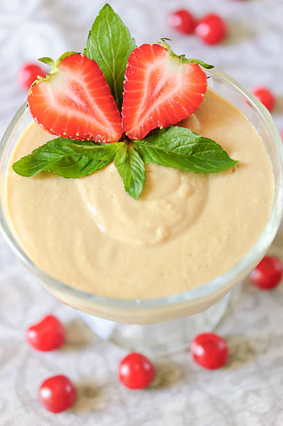 istock Custard dessert with fresh strawberry and mint 476975204