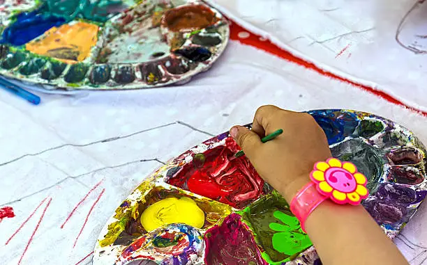Children painting at a workshop organized by the International Children's Day in Timisoara, Romania.