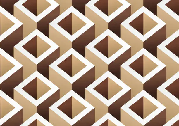 Vector illustration of abstract brown cube pattern background